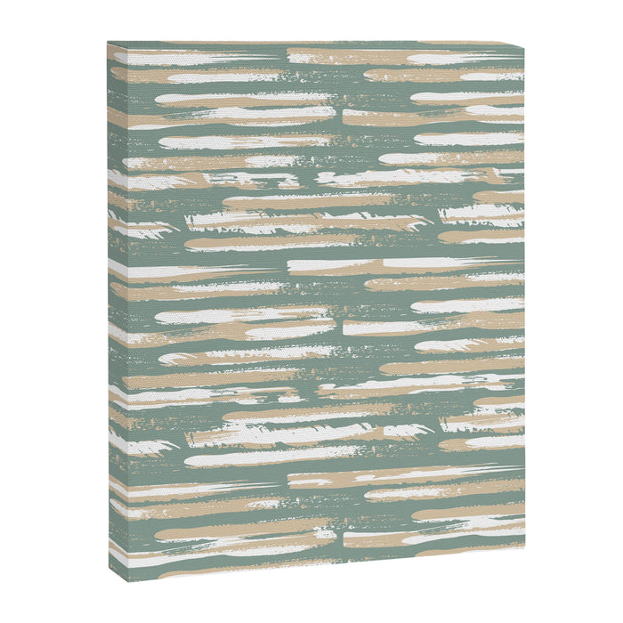 Colorful Stripes, Green and Beige, Abstract Art Canvas Print Gallery Image 1