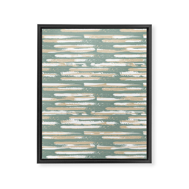Colorful Stripes, Green and Beige, Abstract Art Framed Canvas Print Gallery Image 8
