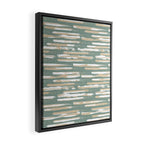 Colorful Stripes, Green and Beige, Abstract Art Framed Canvas Print Gallery Image 2