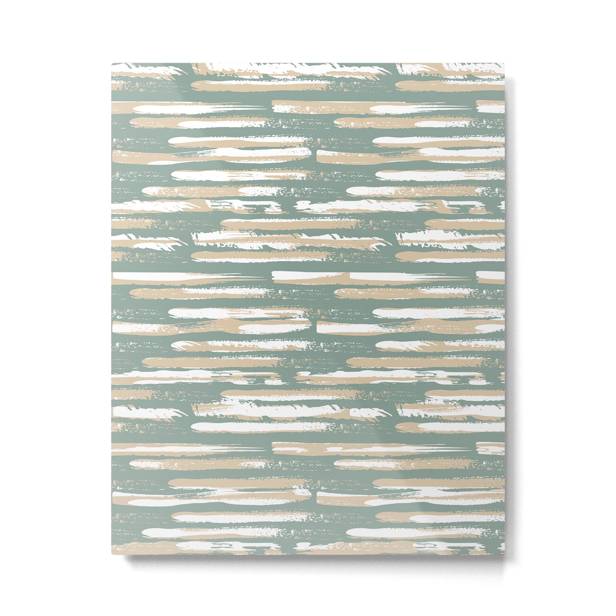 Colorful Stripes, Green and Beige, Abstract Art Metal Print Gallery Image 6