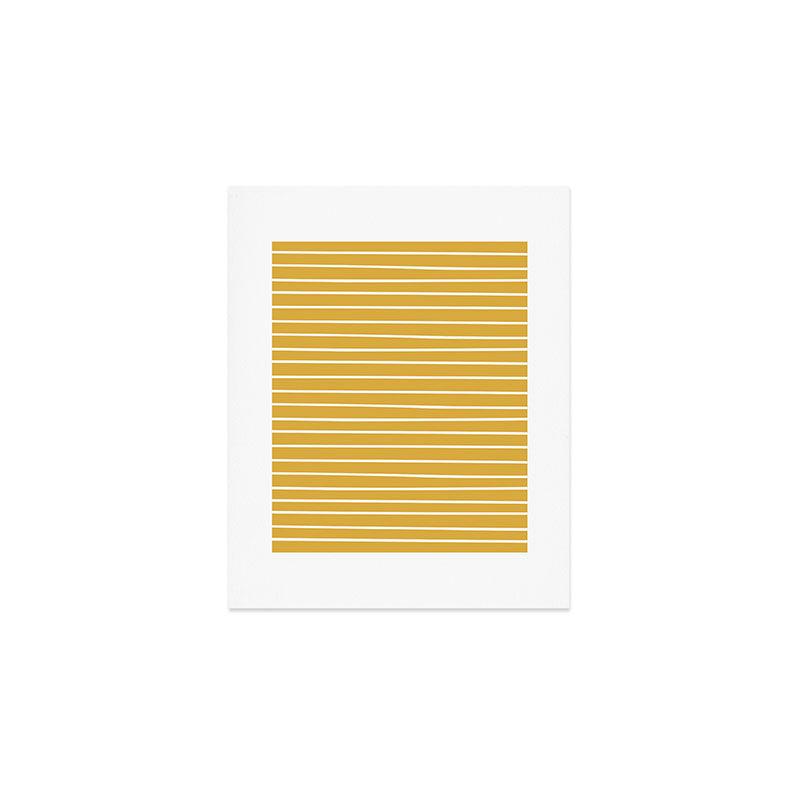 Colorful Stripes, Mustard Yellow and White, Abstract Art Art Print Gallery Image 1