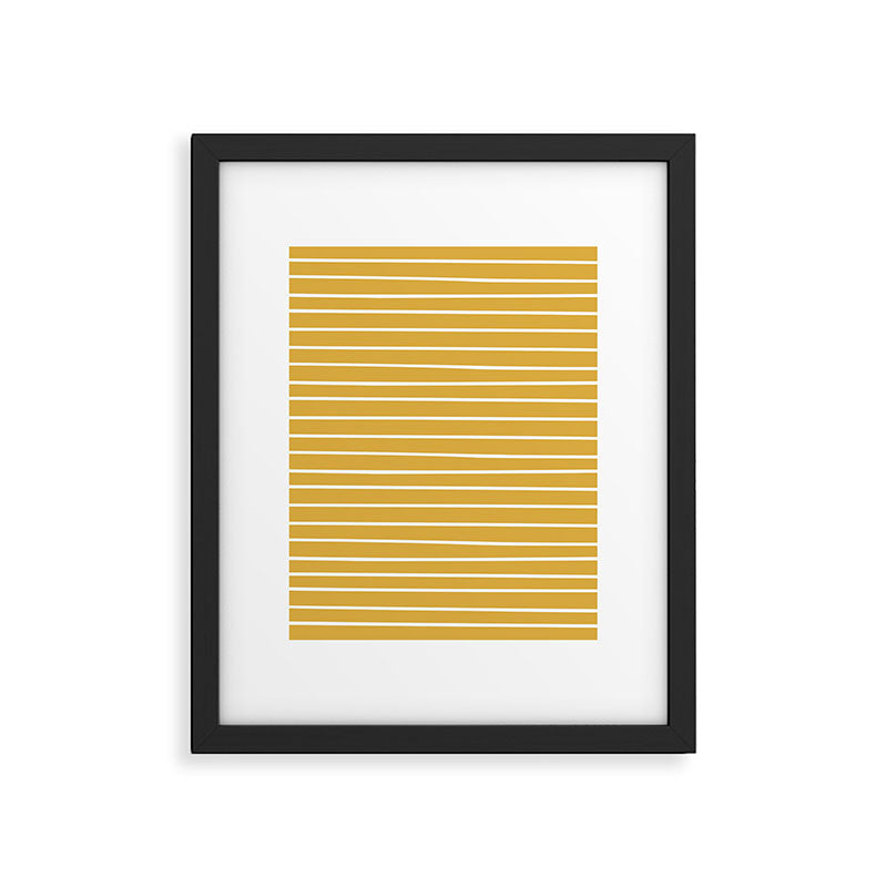 Colorful Stripes, Mustard Yellow and White, Abstract Art Framed Art Print Gallery Image 6
