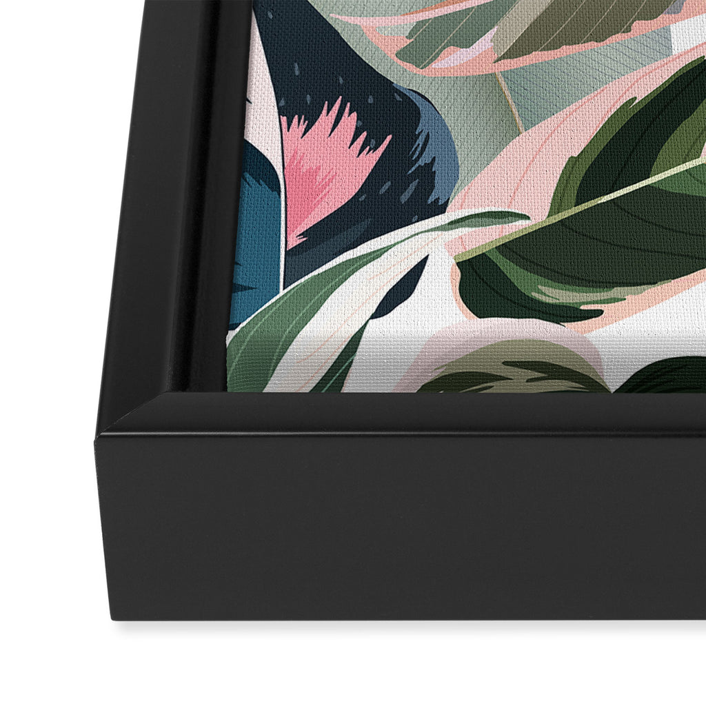 Colorful Tropical Palm Leaves on White Framed Canvas Print Gallery Image 3
