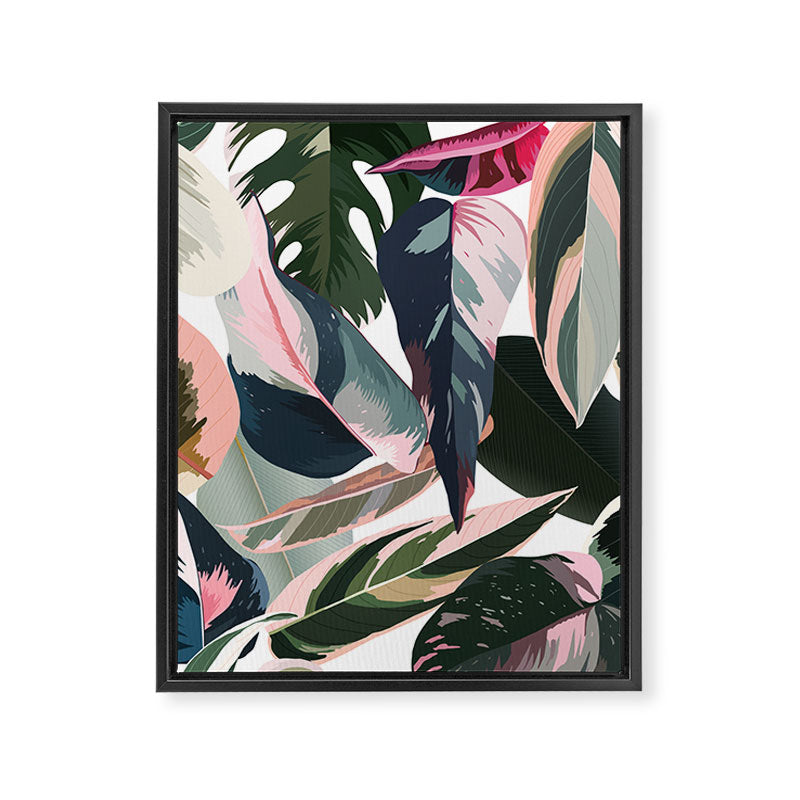 Colorful Tropical Palm Leaves on White Framed Canvas Print Gallery Image 8