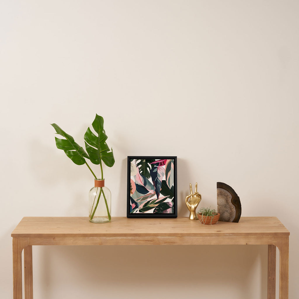 Colorful Tropical Palm Leaves on White Framed Canvas Print Gallery Image 4