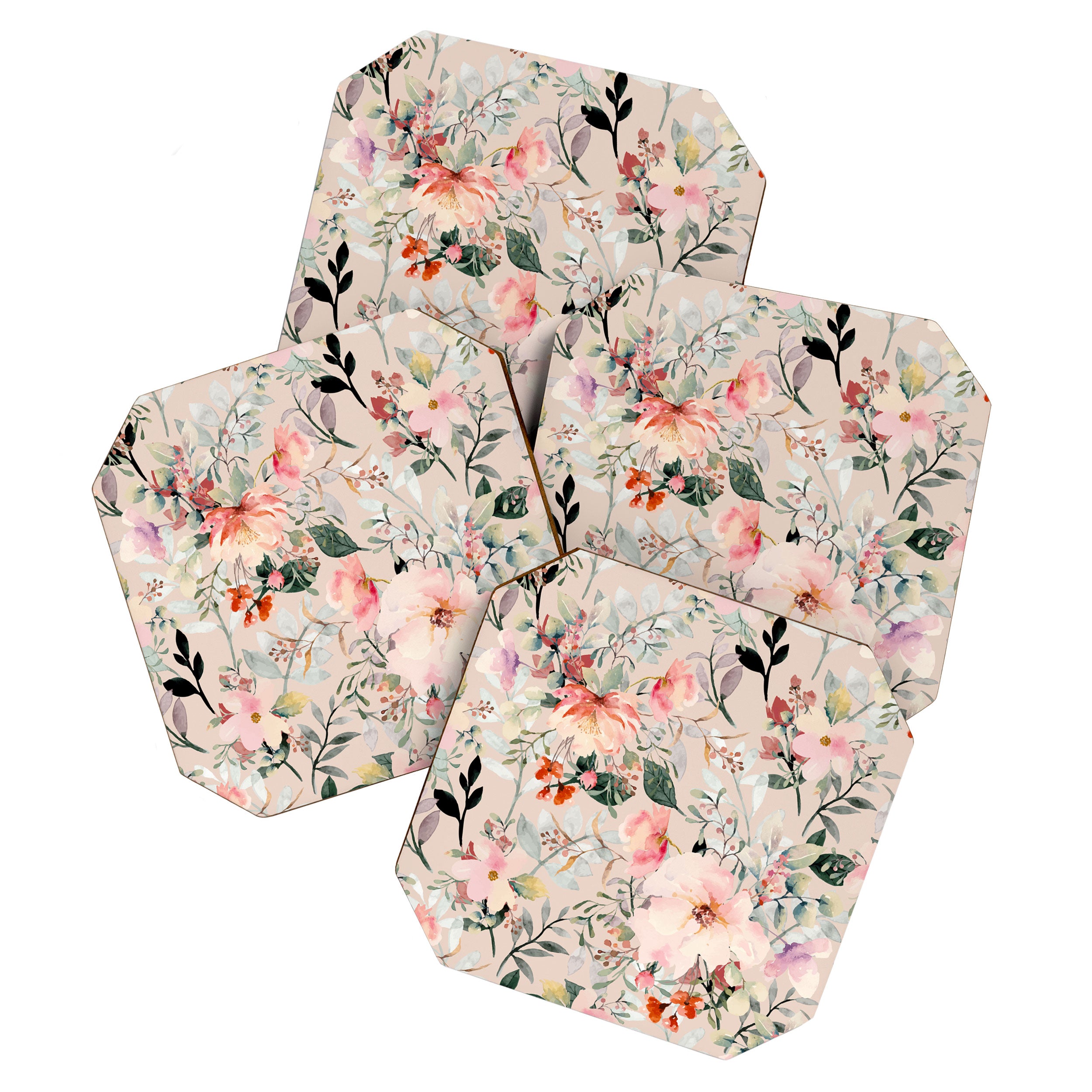 Cottagecore Summer Watercolor Floral Prints Coaster Gallery Image 1