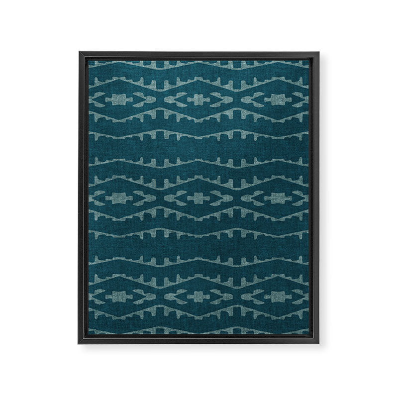 Country Western Pattern in Teal Framed Canvas Print Gallery Image 8