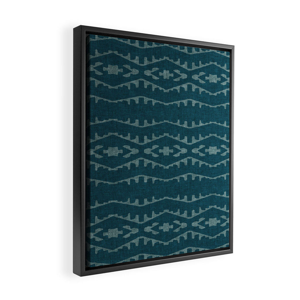 Country Western Pattern in Teal Framed Canvas Print Gallery Image 2