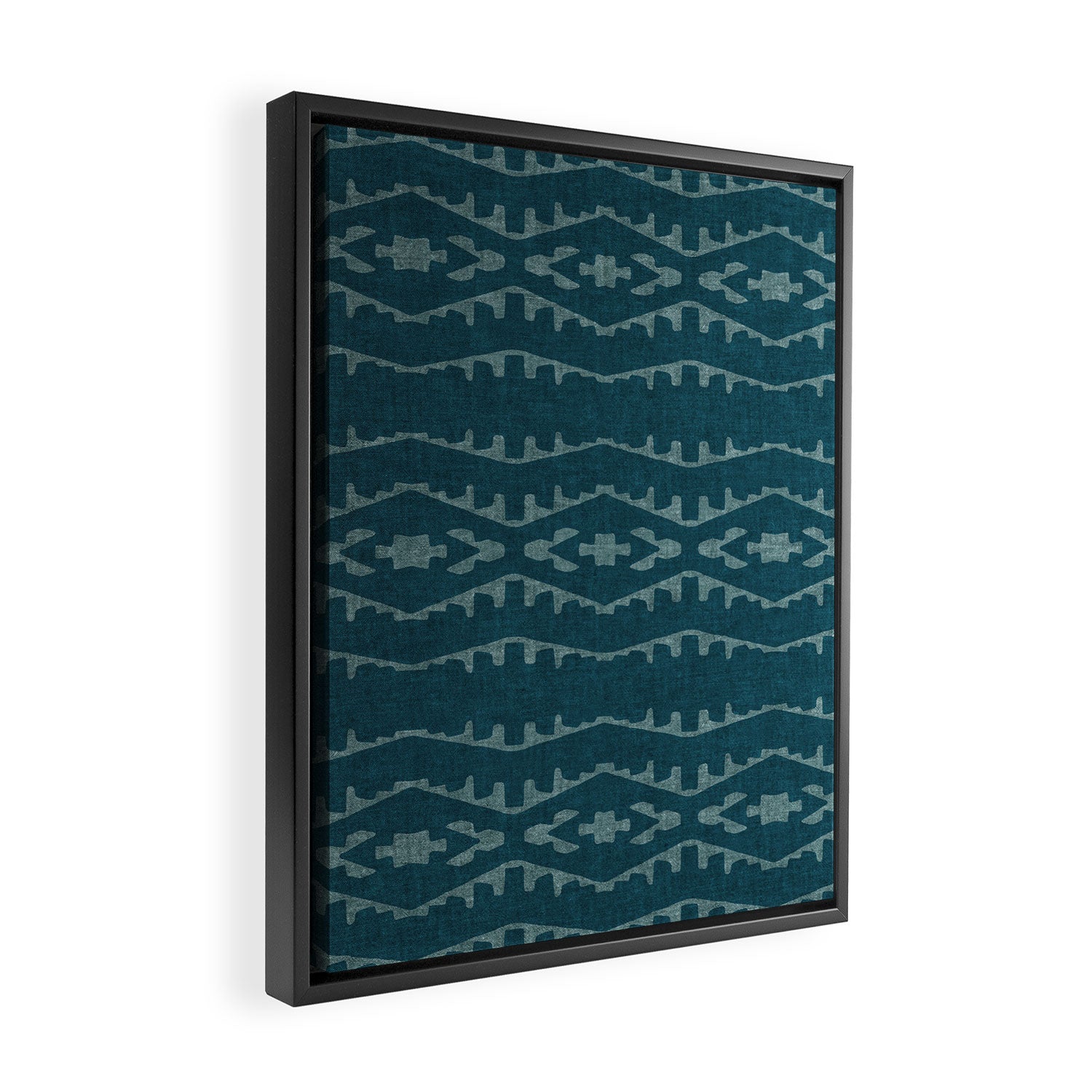 Country Western Pattern in Teal Framed Canvas Print Gallery Image 2