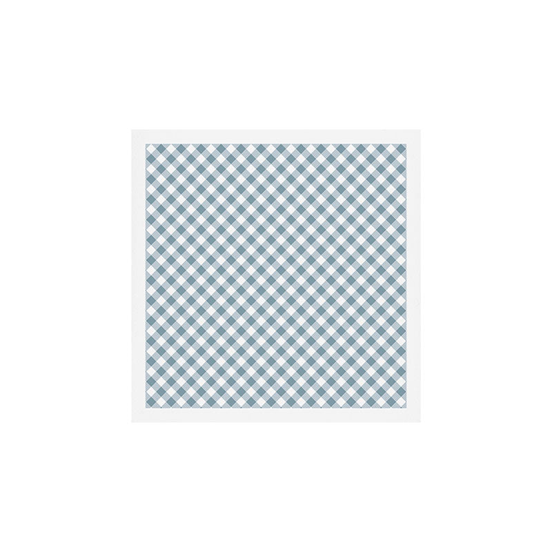 Countryside Bloom Cottage Mist Blue Gingham Art Print Gallery Image 1