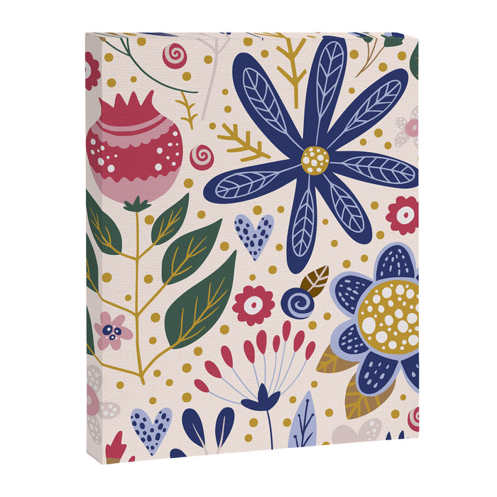 Cute, Festive, Flower Garden, Floral Prints, Pink and Blue Canvas Print Gallery Image 1