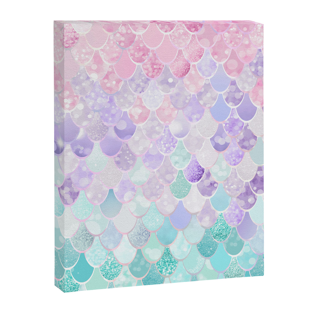 Cute Mermaid Pattern, Light Pink, Purple, Teal Canvas Print Gallery Image 8