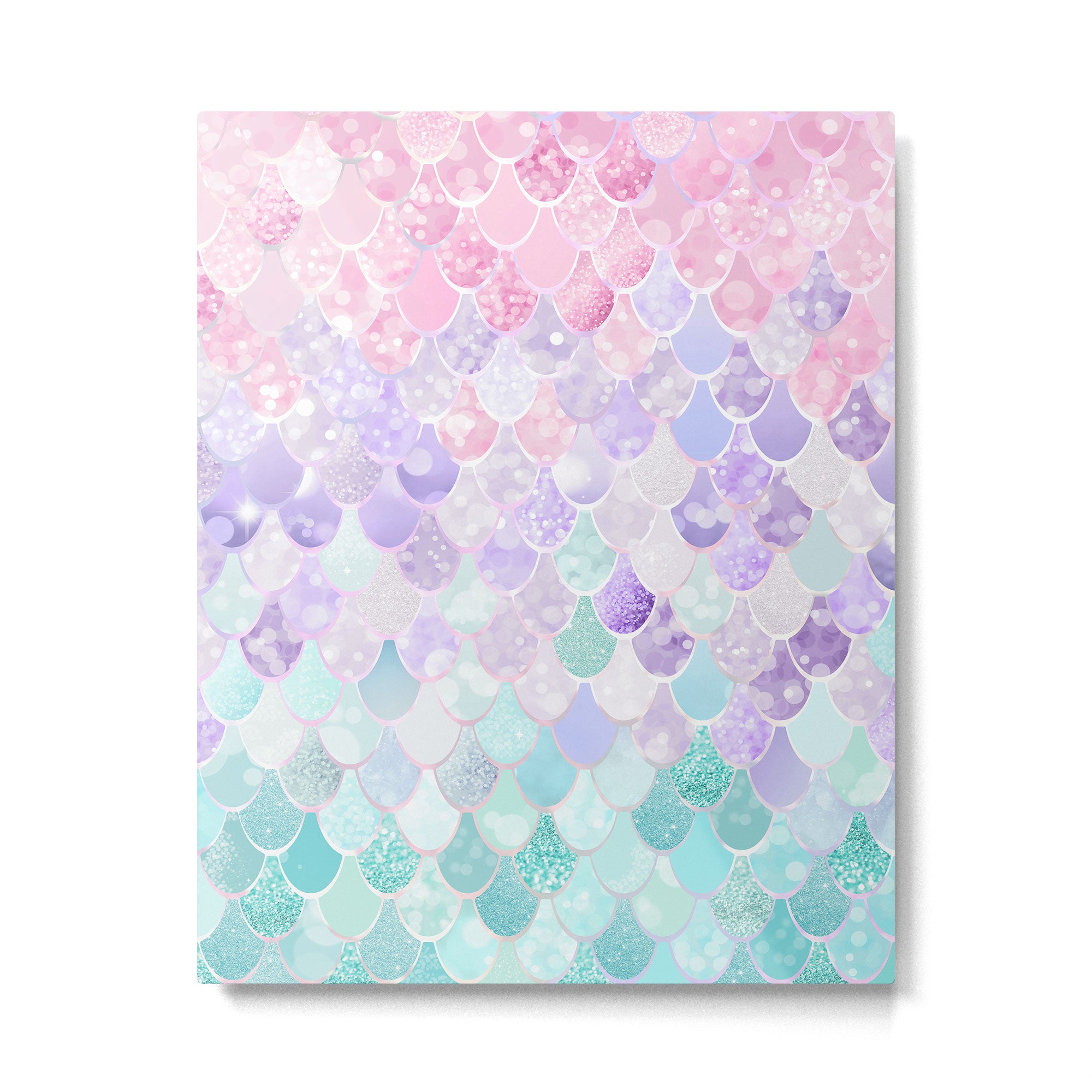 Cute Mermaid Pattern, Light Pink, Purple, Teal Metal Print Gallery Image 6