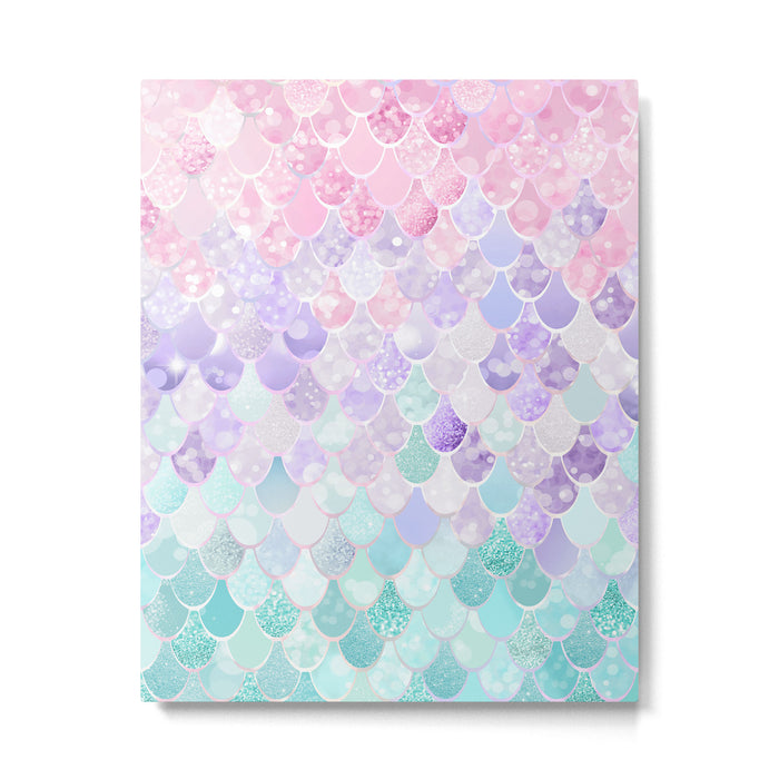 Cute Mermaid Pattern, Light Pink, Purple, Teal Metal Print Gallery Image 1