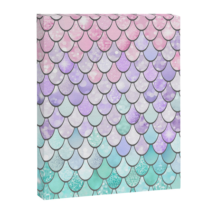 Cute Mermaid Pattern, Pink, Purple, Teal, Pastel Aesthetics Canvas Print Gallery Image 1