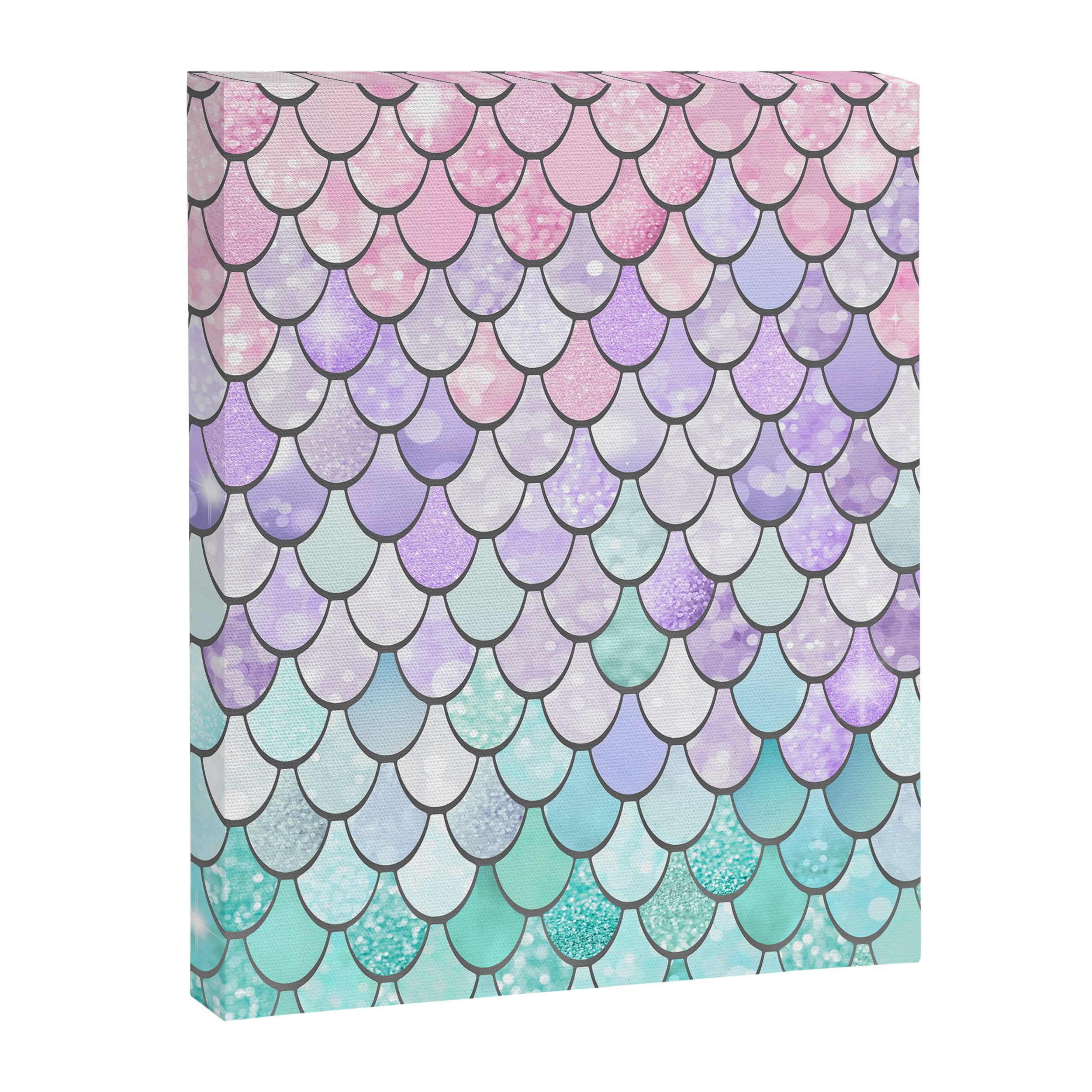 Cute Mermaid Pattern, Pink, Purple, Teal, Pastel Aesthetics Canvas Print Gallery Image 8