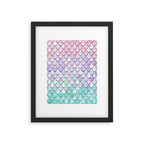 Cute Mermaid Pattern, Pink, Purple, Teal, Pastel Aesthetics Framed Art Print Gallery Image 6