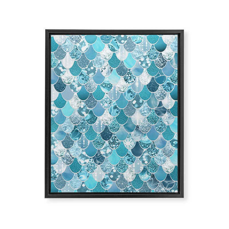 Cute Mermaid Scales, Teal and Aqua Framed Canvas Print Gallery Image 8