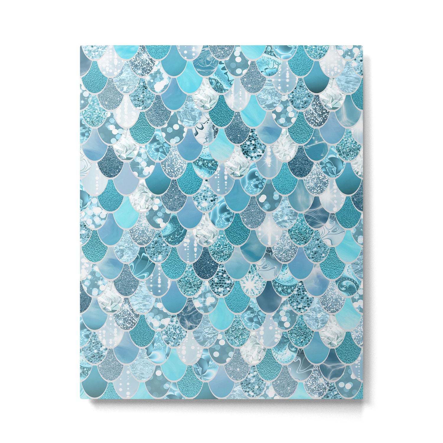 Cute Mermaid Scales, Teal and Aqua Metal Print Gallery Image 6