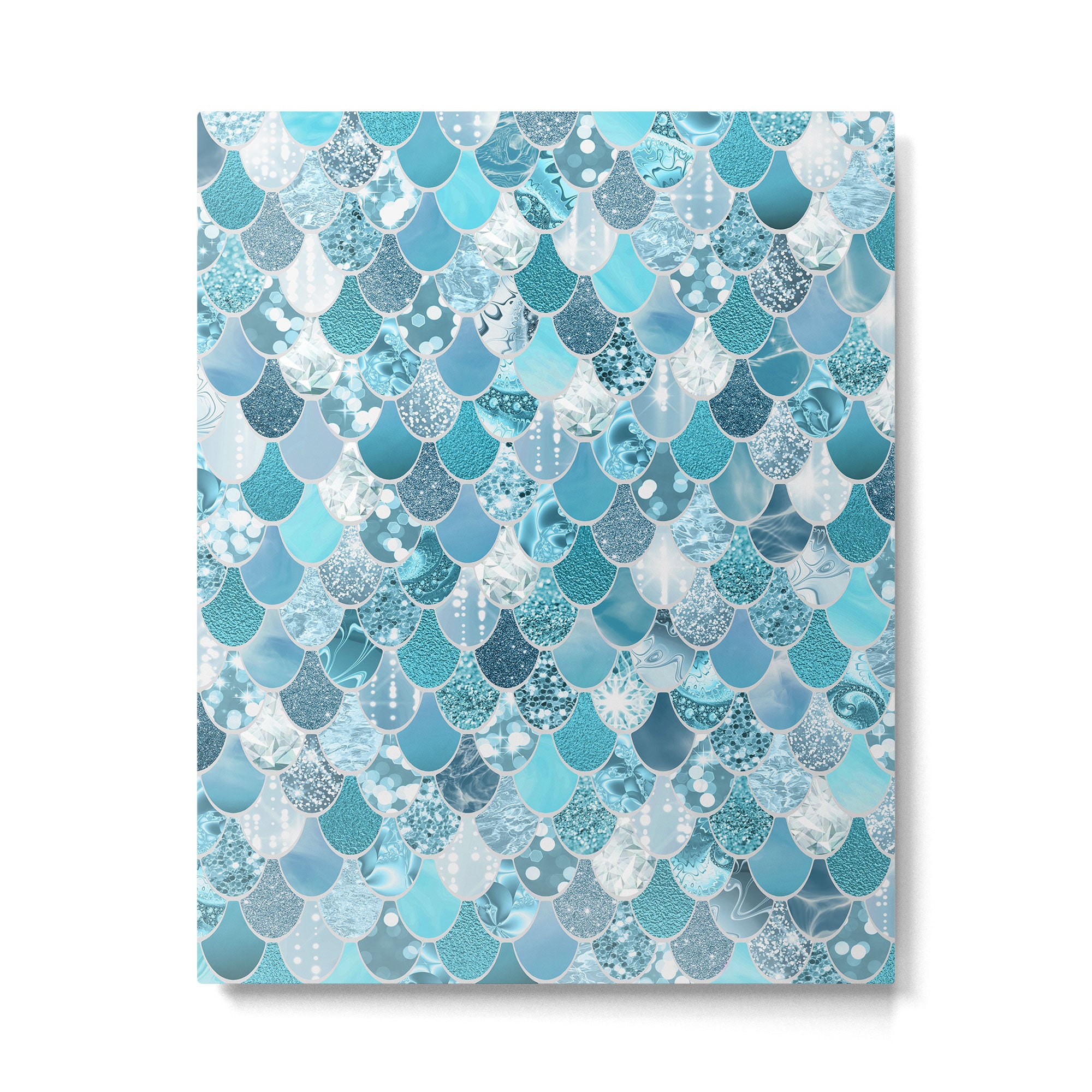 Cute Mermaid Scales, Teal and Aqua Metal Print Gallery Image 6