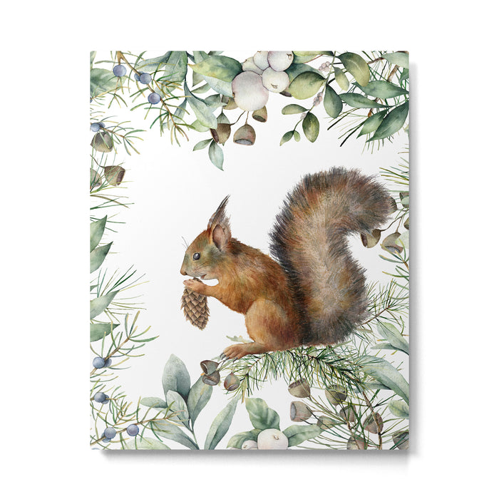 Cute Squirrel and Woodland, Watercolor Metal Print Gallery Image 1