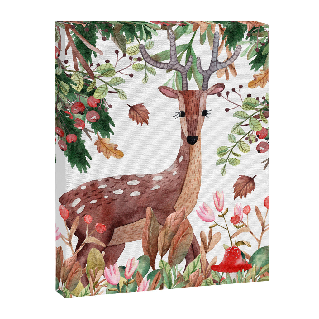 Cute, Watercolor, Deer Painting Canvas Print Gallery Image 8