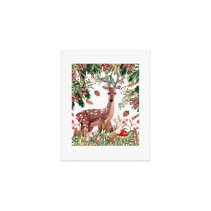 Cute, Watercolor, Deer Painting Art Print Gallery Image 1