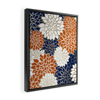 Dahlia Blooms, Terracotta, Navy, Gold, White Framed Canvas Print Gallery Image 2