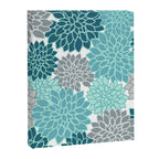 Dahlia Floral Blooms in Teal and Gray Canvas Print Gallery Image 8