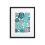 Dahlia Floral Blooms in Teal and Gray Framed Art Print Gallery Image 6
