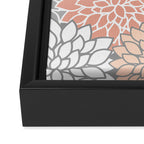 Dahlia Floral Blooms, Peach and Gray Framed Canvas Print Gallery Image 3