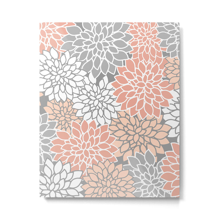 Dahlia Floral Blooms, Peach and Gray Metal Print Gallery Image 1