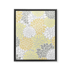 Dahlia Floral Blooms, Soft Yellow, Gray, White Framed Canvas Print Gallery Image 8