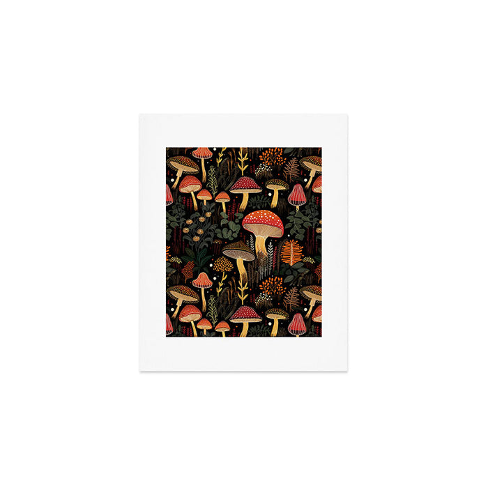 Dark Forest Magic Mushrooms Art Art Print Gallery Image 1