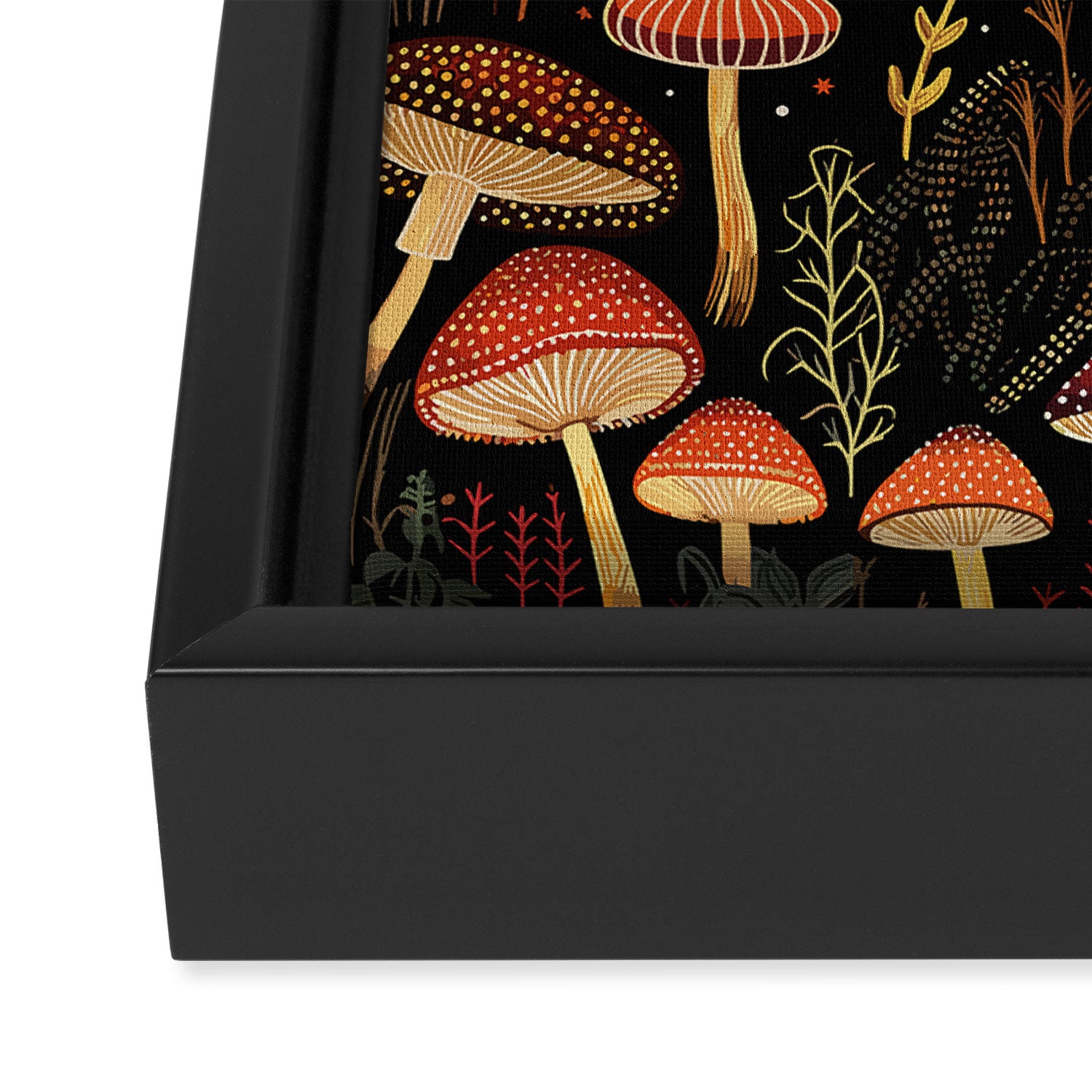Dark Forest Magic Mushrooms Art Framed Canvas Print Gallery Image 3