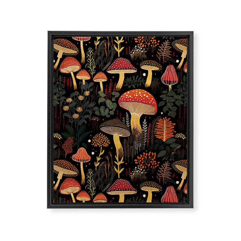 Dark Forest Magic Mushrooms Art Framed Canvas Print Gallery Image 8