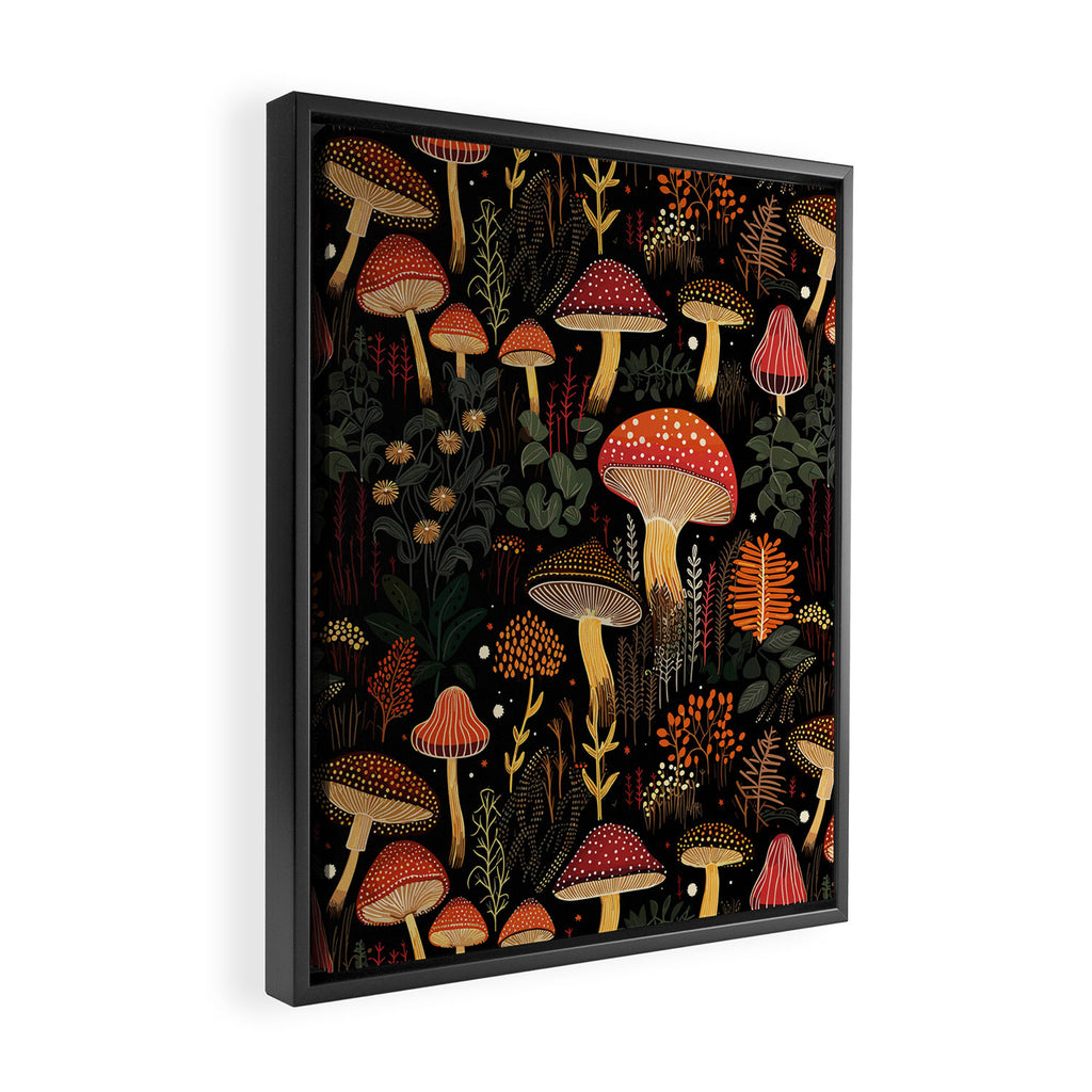 Dark Forest Magic Mushrooms Art Framed Canvas Print Gallery Image 2