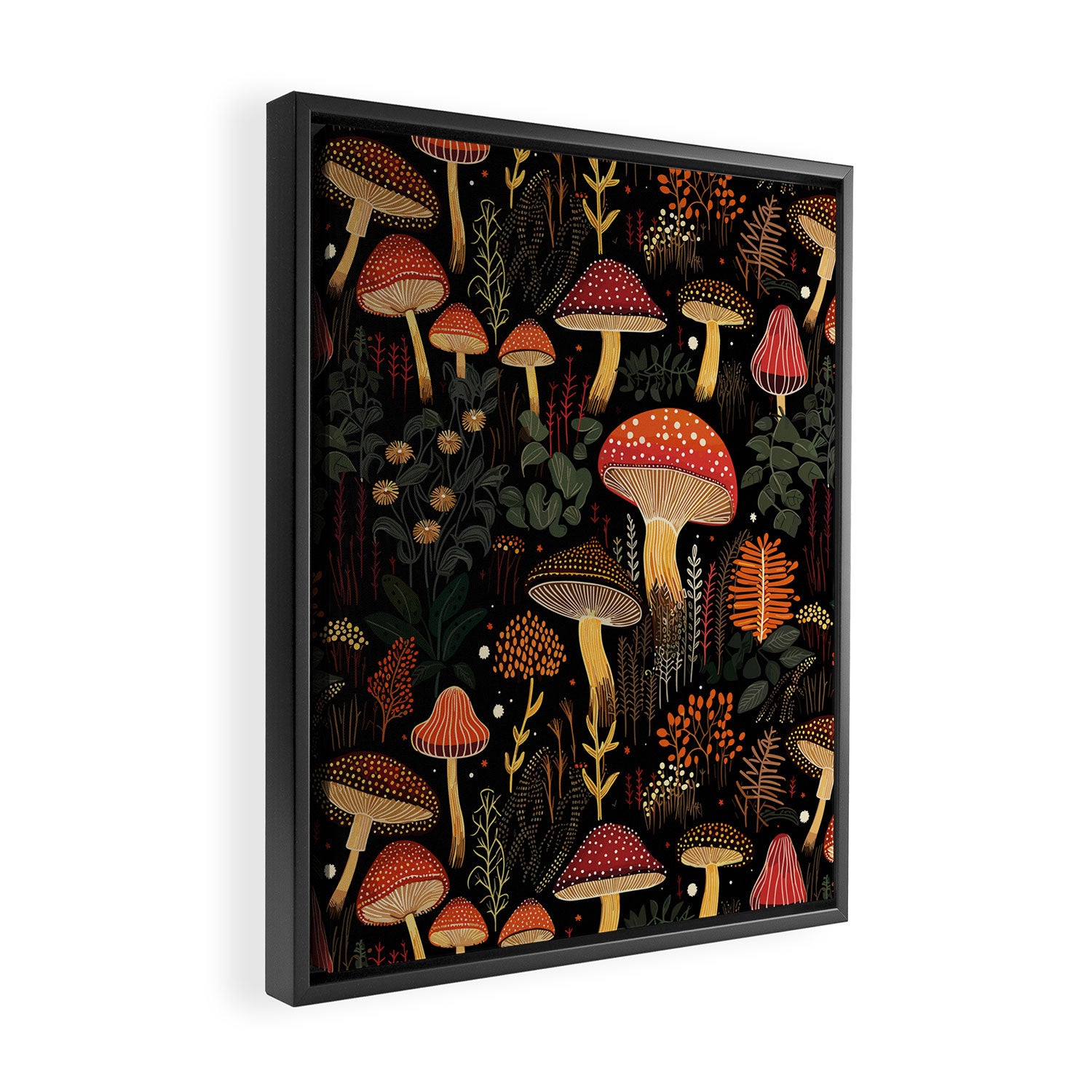 Dark Forest Magic Mushrooms Art Framed Canvas Print Gallery Image 2