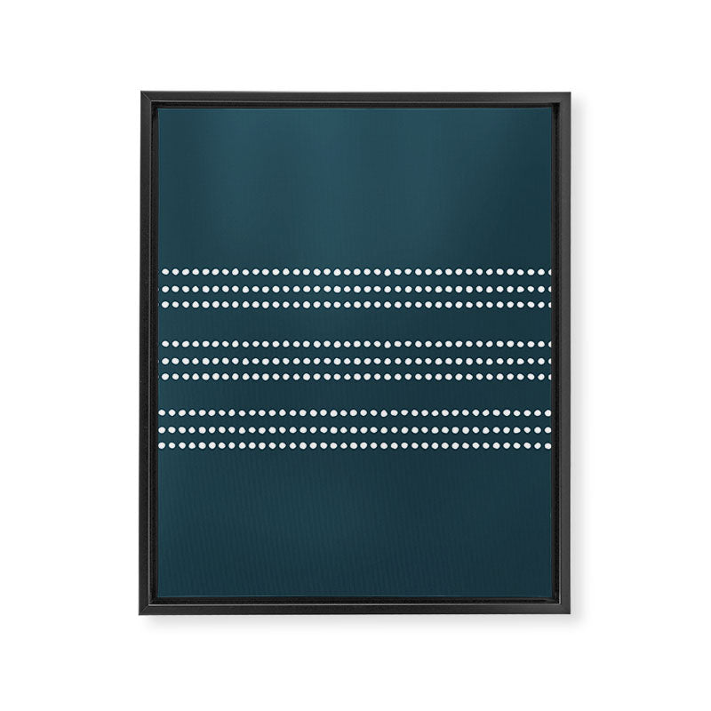 Dark Teal Ethnic Spotted Striped Framed Canvas Print Gallery Image 8