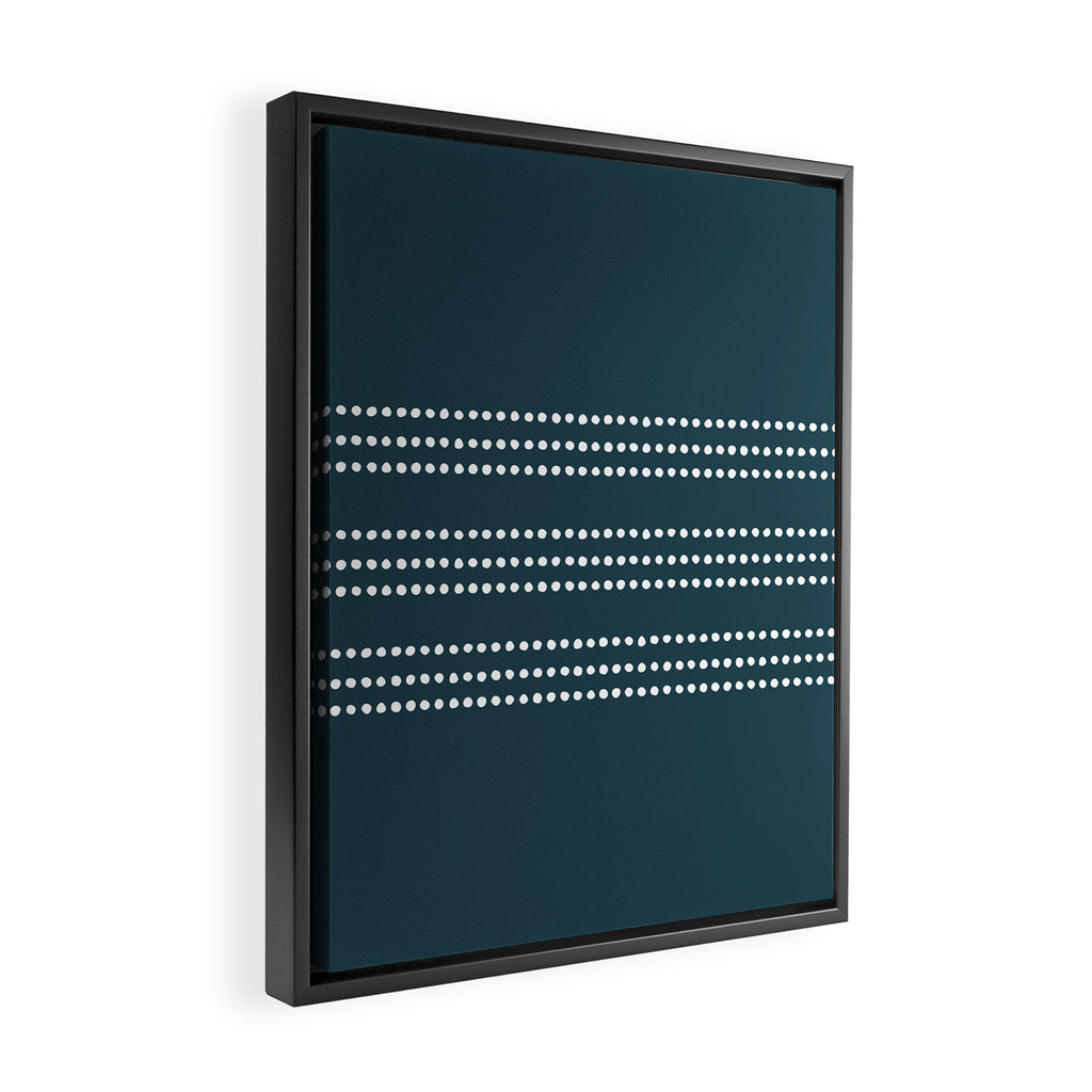 Dark Teal Ethnic Spotted Striped Framed Canvas Print Gallery Image 2