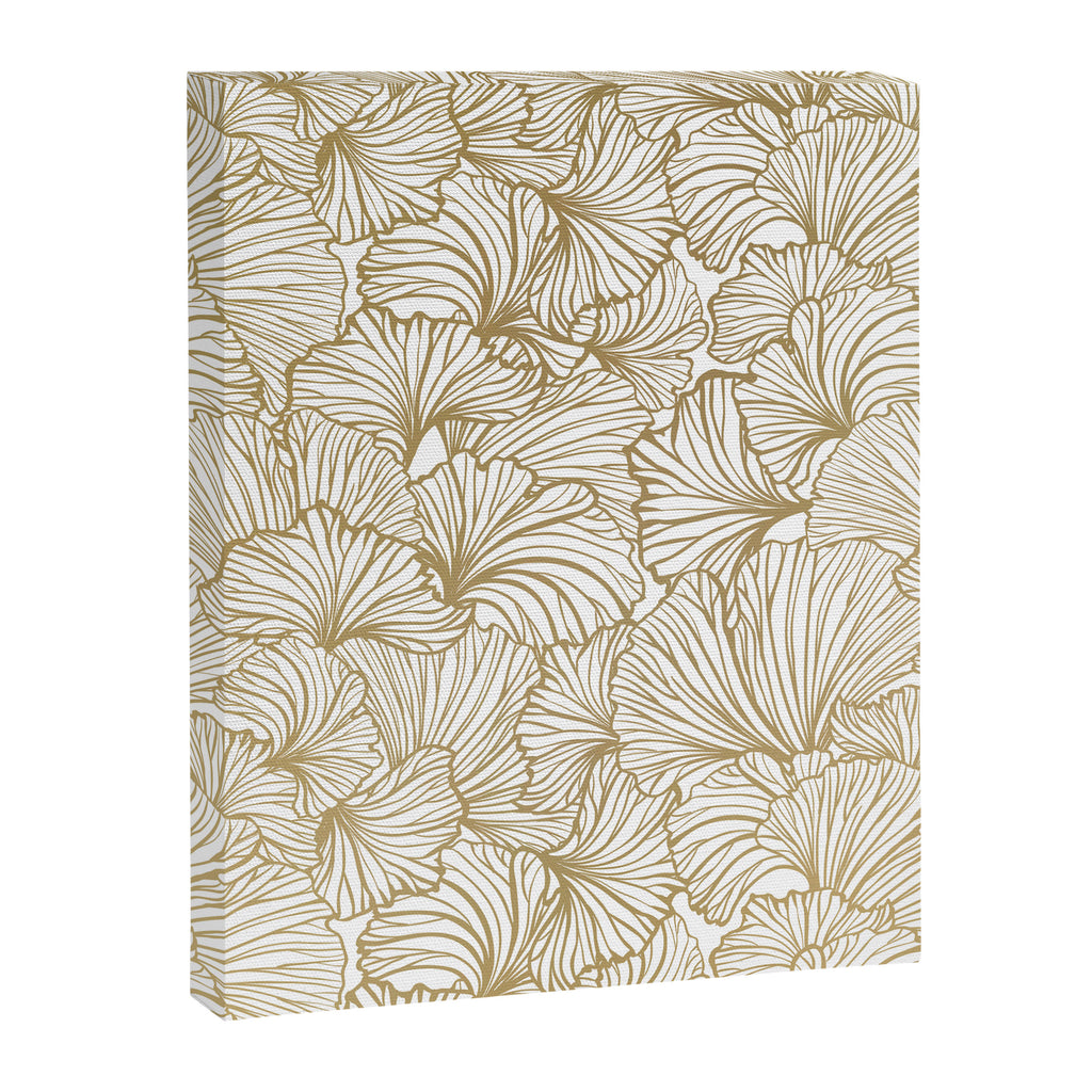 Decorative Art Deco, Leaves, Floral Prints, White and Gold Canvas Print Gallery Image 8