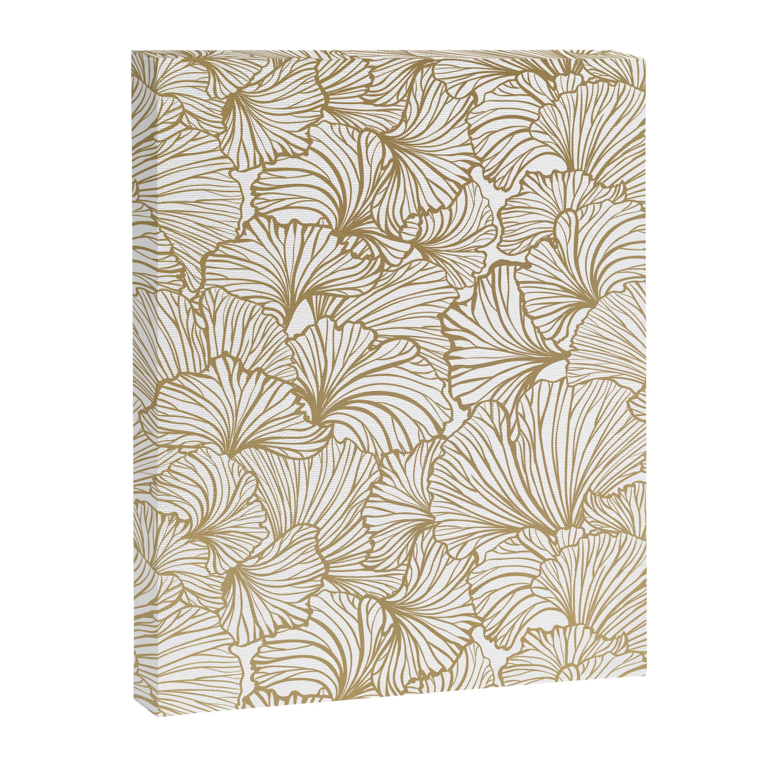 Decorative Art Deco, Leaves, Floral Prints, White and Gold Canvas Print Gallery Image 8