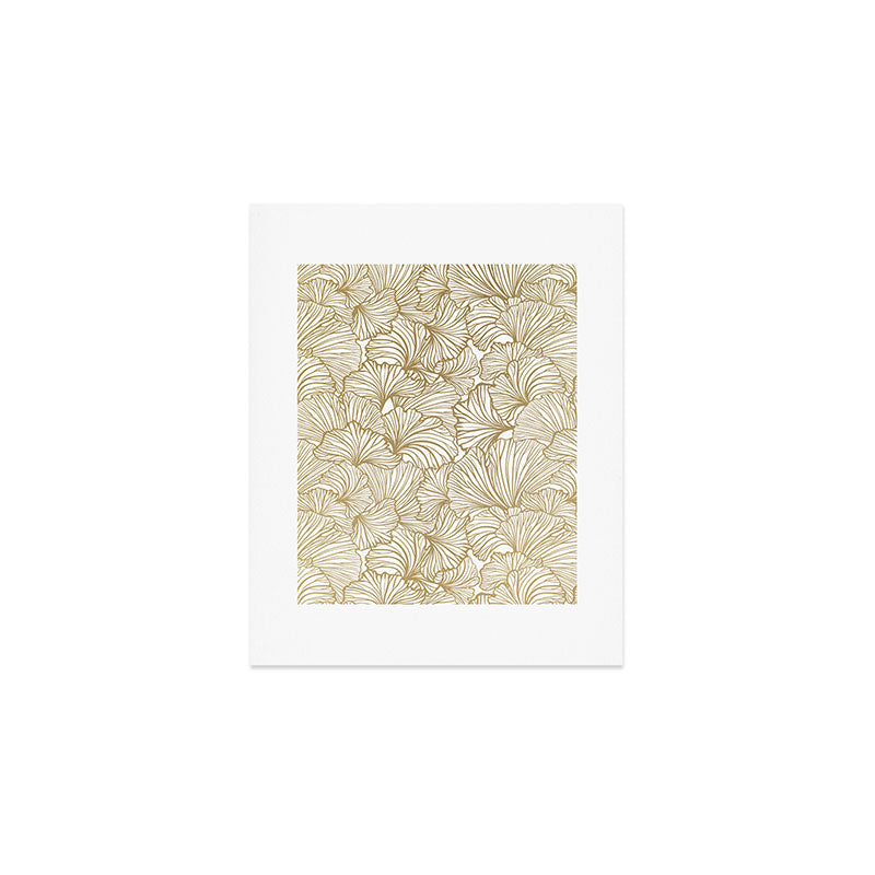 Decorative Art Deco, Leaves, Floral Prints, White and Gold Art Print Gallery Image 1