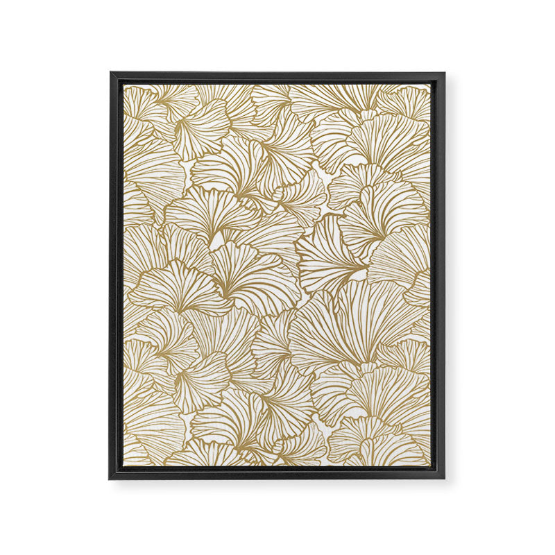 Decorative Art Deco, Leaves, Floral Prints, White and Gold Framed Canvas Print Gallery Image 8