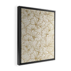 Decorative Art Deco, Leaves, Floral Prints, White and Gold Framed Canvas Print Gallery Image 2