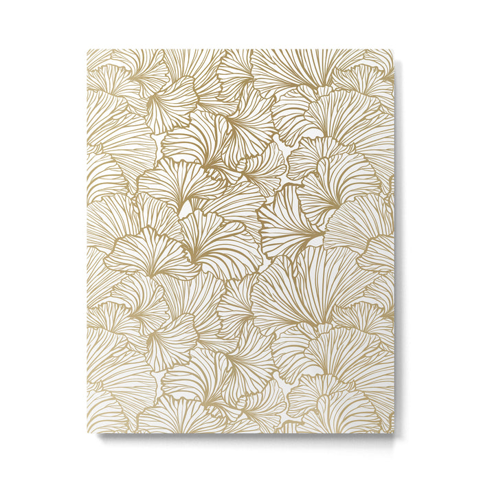 Decorative Art Deco, Leaves, Floral Prints, White and Gold Metal Print Gallery Image 1