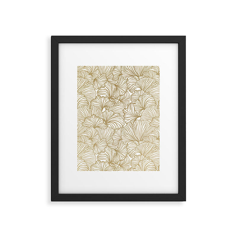 Decorative Art Deco, Leaves, Floral Prints, White and Gold Framed Art Print Gallery Image 6