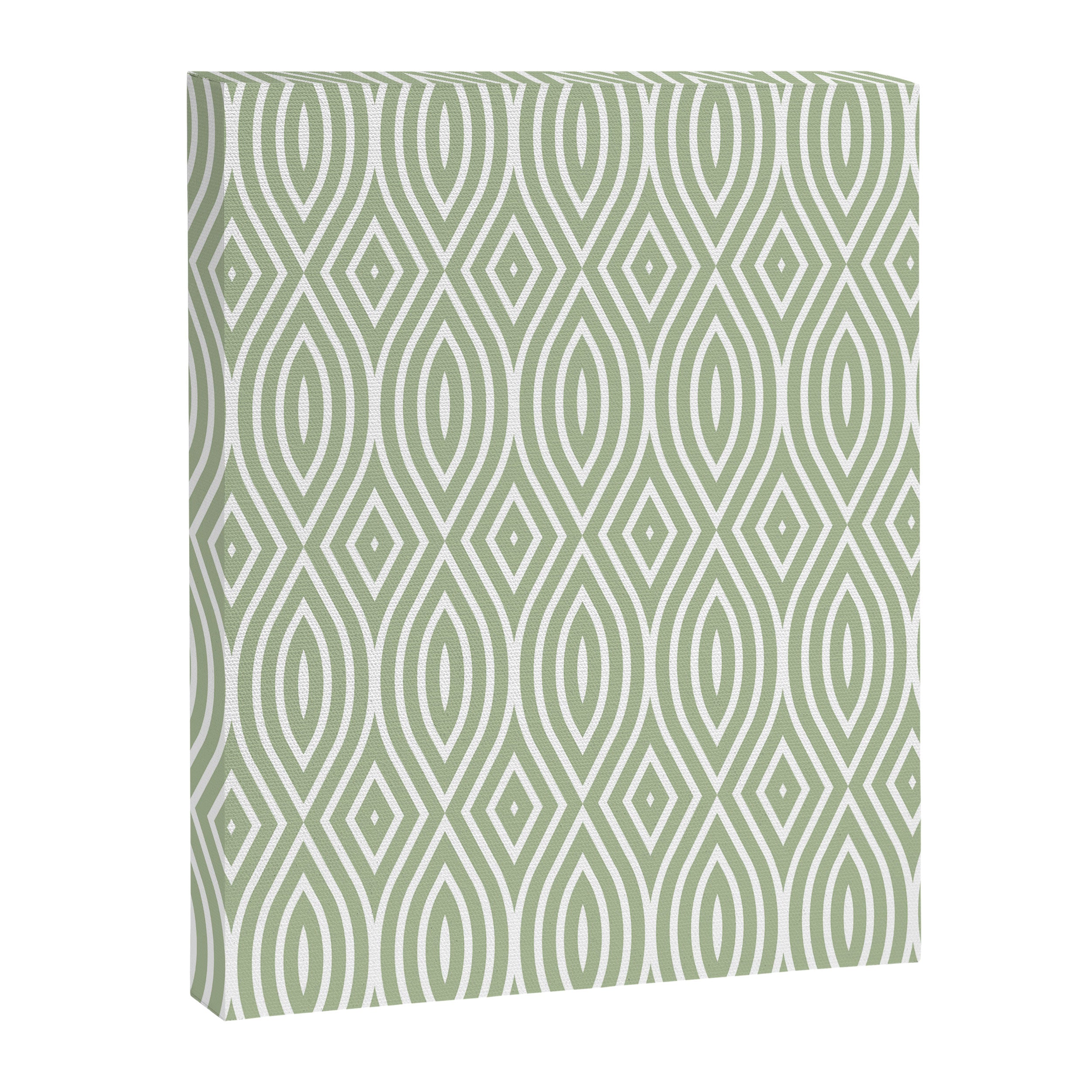 Decorative Boho Geo Pattern, Sage Green and White Canvas Print Gallery Image 8