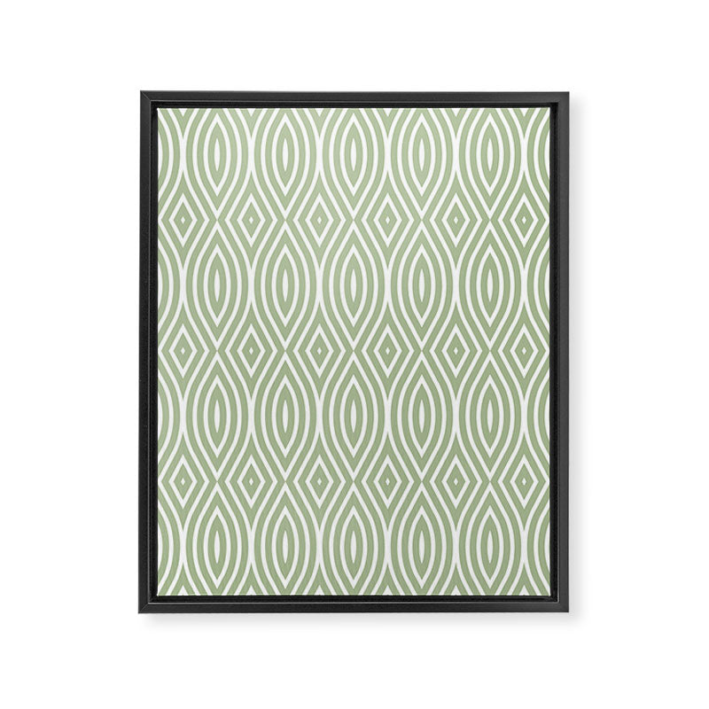 Decorative Boho Geo Pattern, Sage Green and White Framed Canvas Print Gallery Image 8
