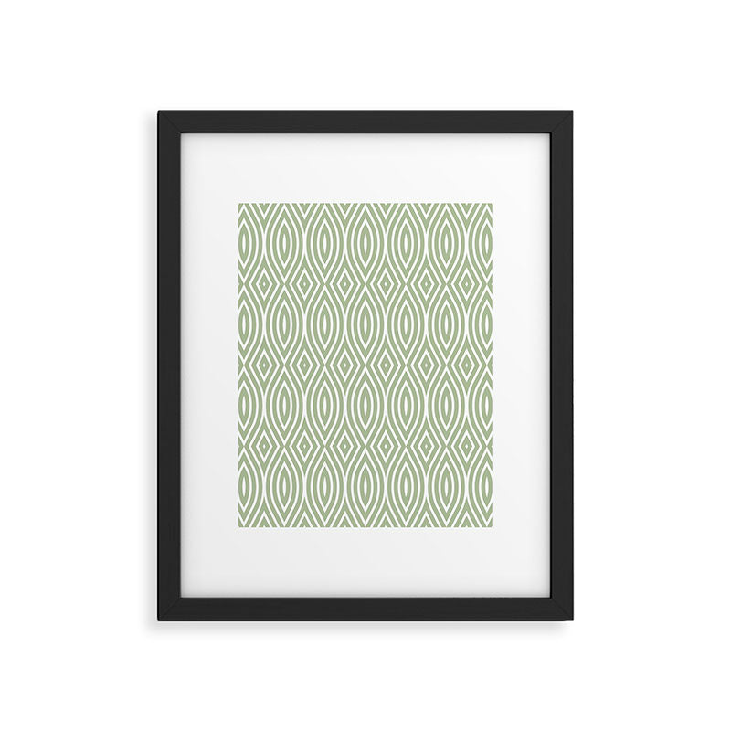 Decorative Boho Geo Pattern, Sage Green and White Framed Art Print Gallery Image 6